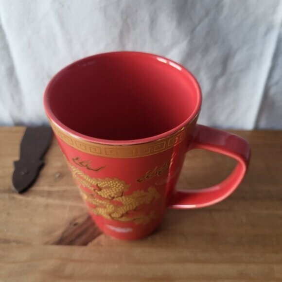 Porcelain Red Gold Dragon Tea Coffee Mug Adeline - Picture 7 of 9